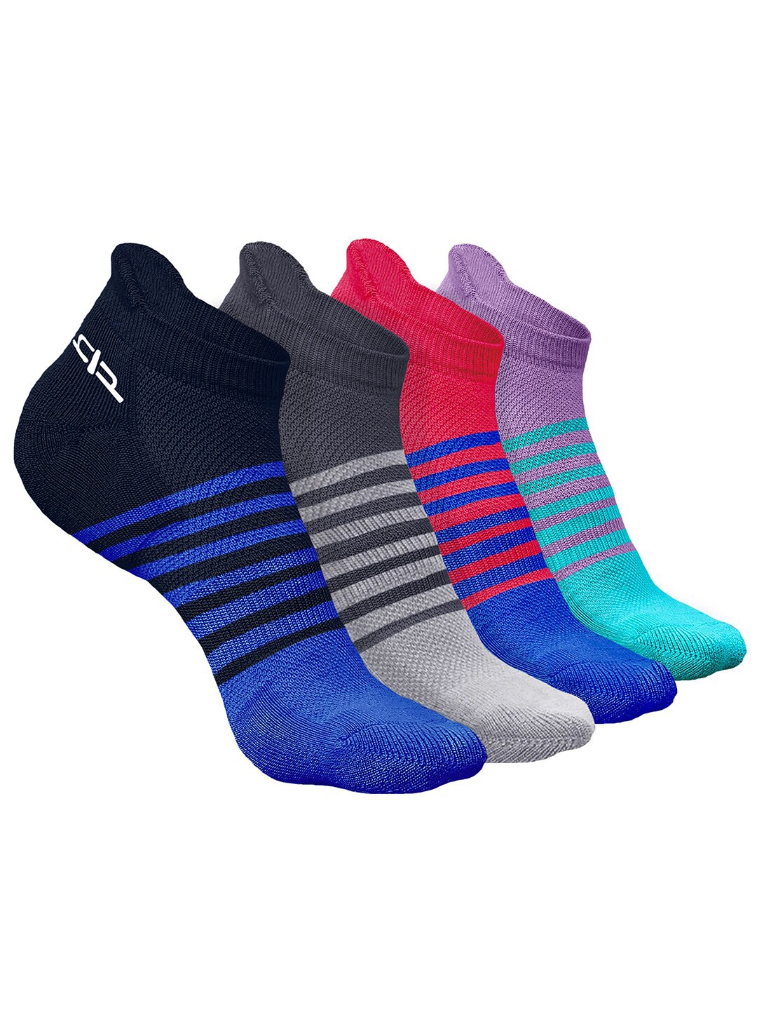 

Heelium Men Pack of 4 Bamboo Super Soft & Odour-Free Breathable Striped Ankle-Length Socks, Black