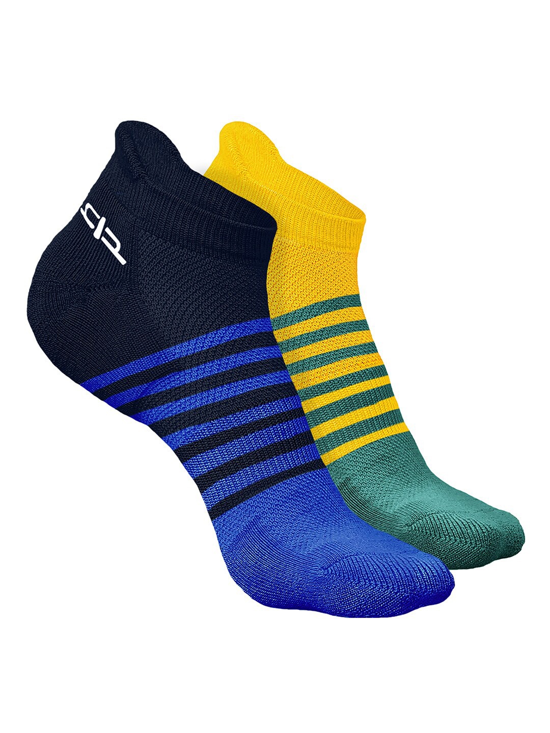 

Heelium Men Pack of 2 Bamboo Super Soft & Odour-Free Breathable Striped Ankle-Length Socks, Navy blue