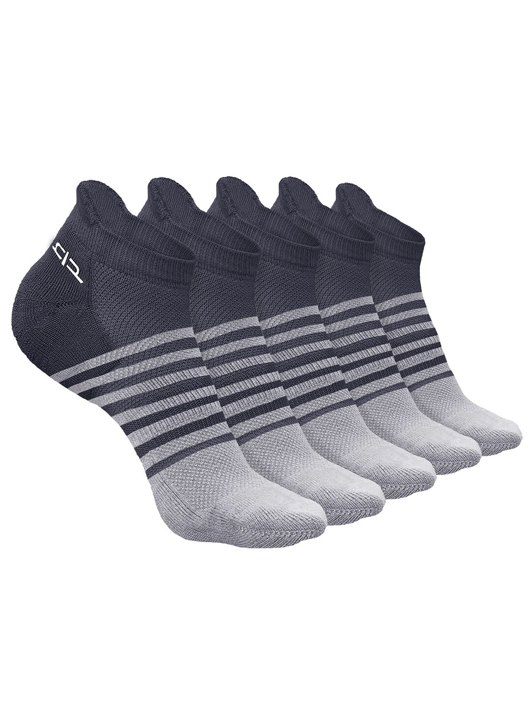 

Heelium Men Pack of 5 Bamboo Super Soft & Odour-Free Breathable Striped Ankle-Length Socks, Grey