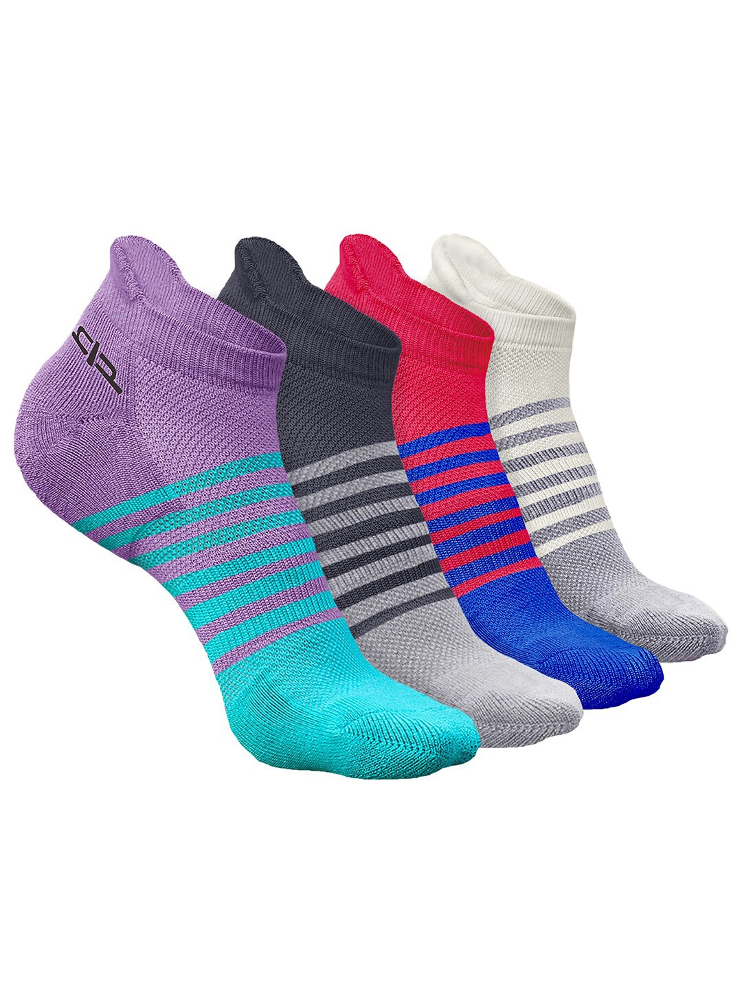 

Heelium Men Pack of 4 Bamboo Super Soft & Odour-Free Breathable Striped Ankle-Length Socks, Purple