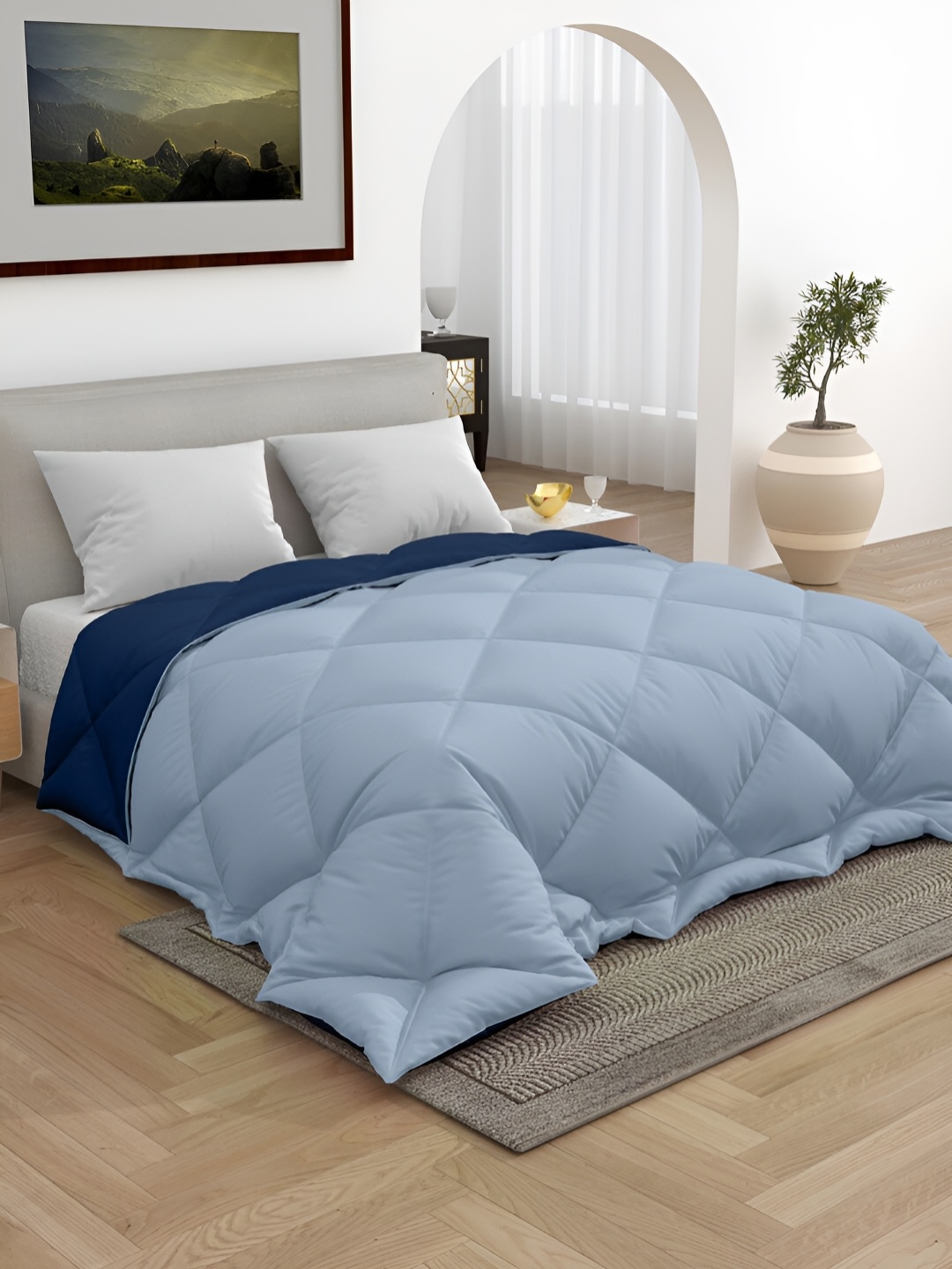 

CHICERY Blue & Navy Blue Microfiber 300 GSM Double Bed Comforter