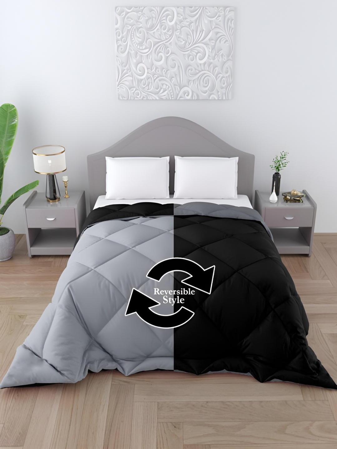 

CHICERY Black & Grey 300 GSM Single Bed Reversible Comforter