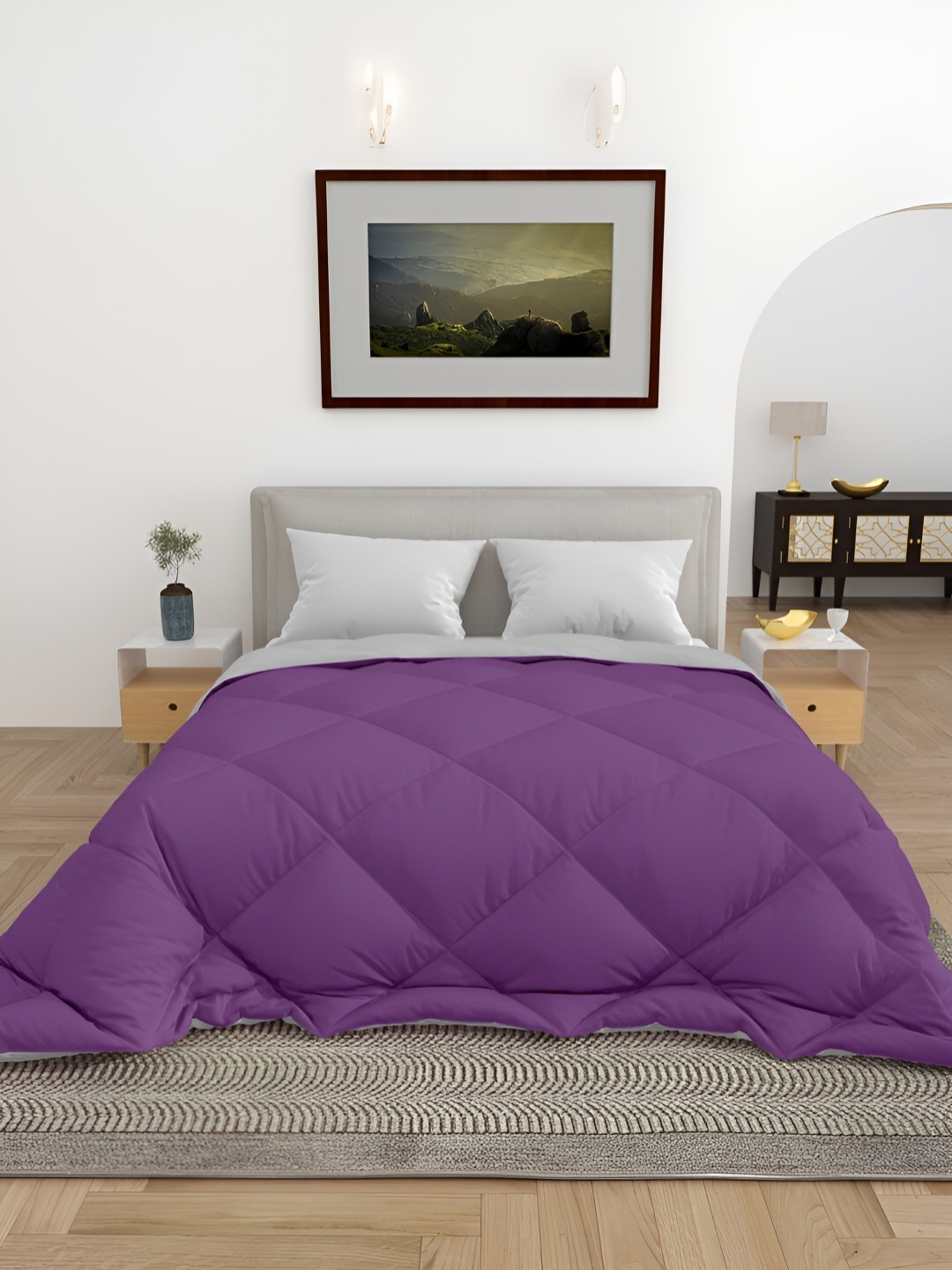 

CHICERY Purple & Grey Microfiber 300 GSM Double Bed Comforter