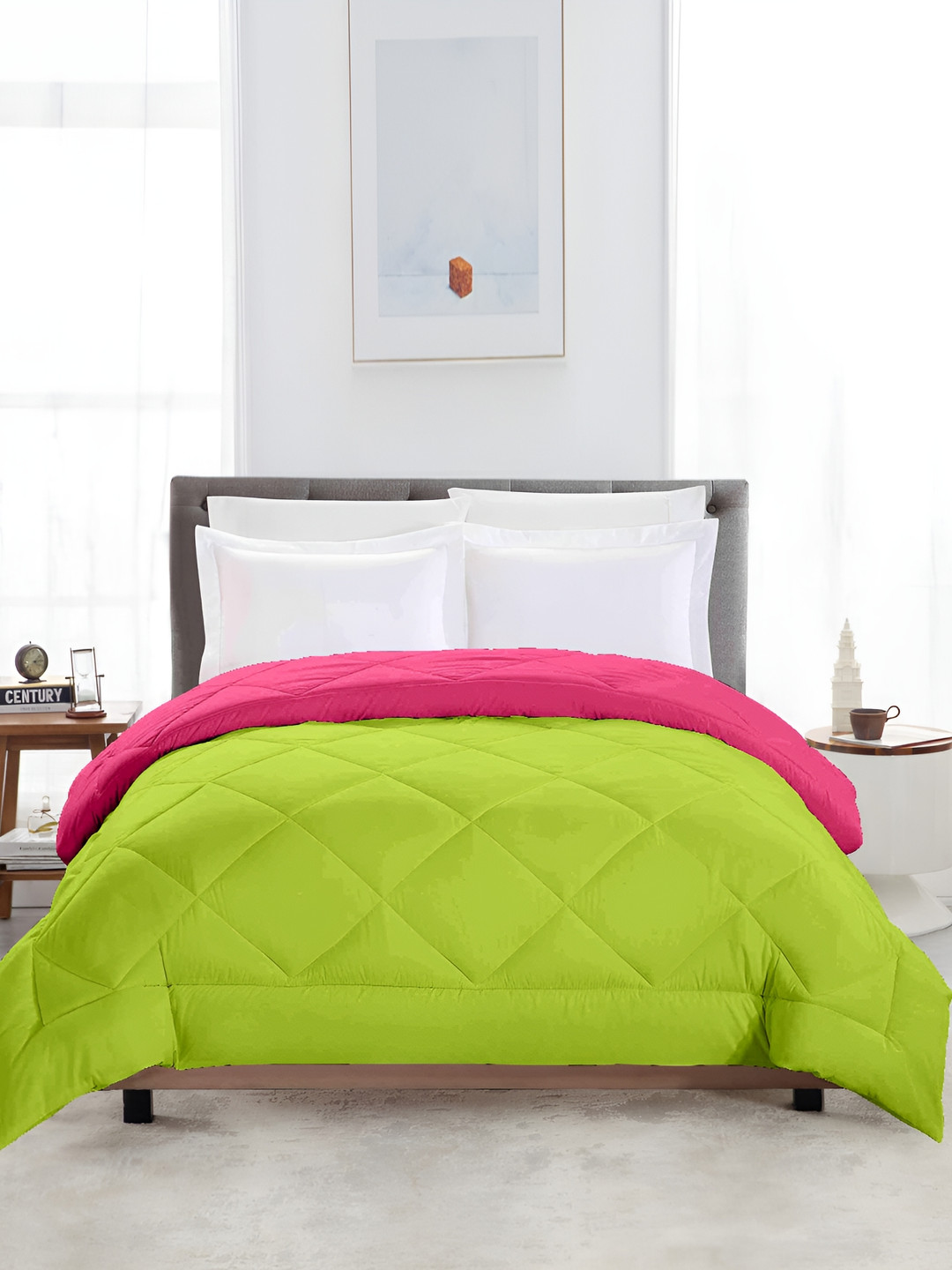 

CHICERY Green & Pink Single Bed Comforter