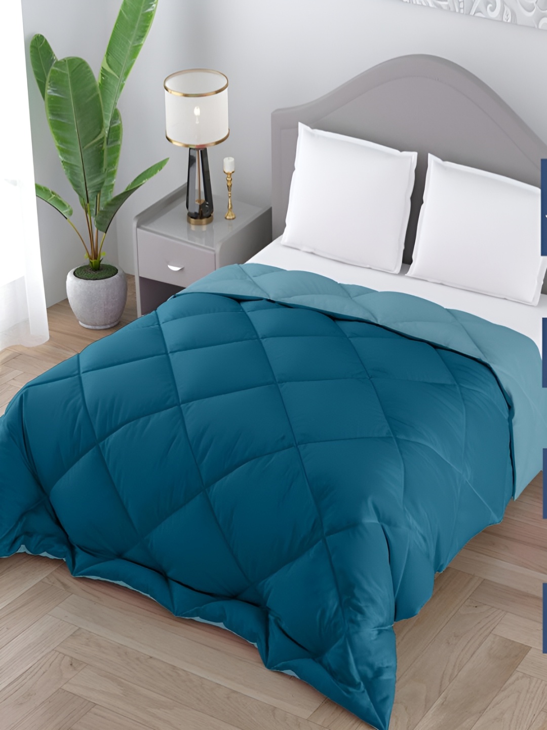 

CHICERY Teal & Blue Microfiber 300 GSM Double Bed Reversible Comforter