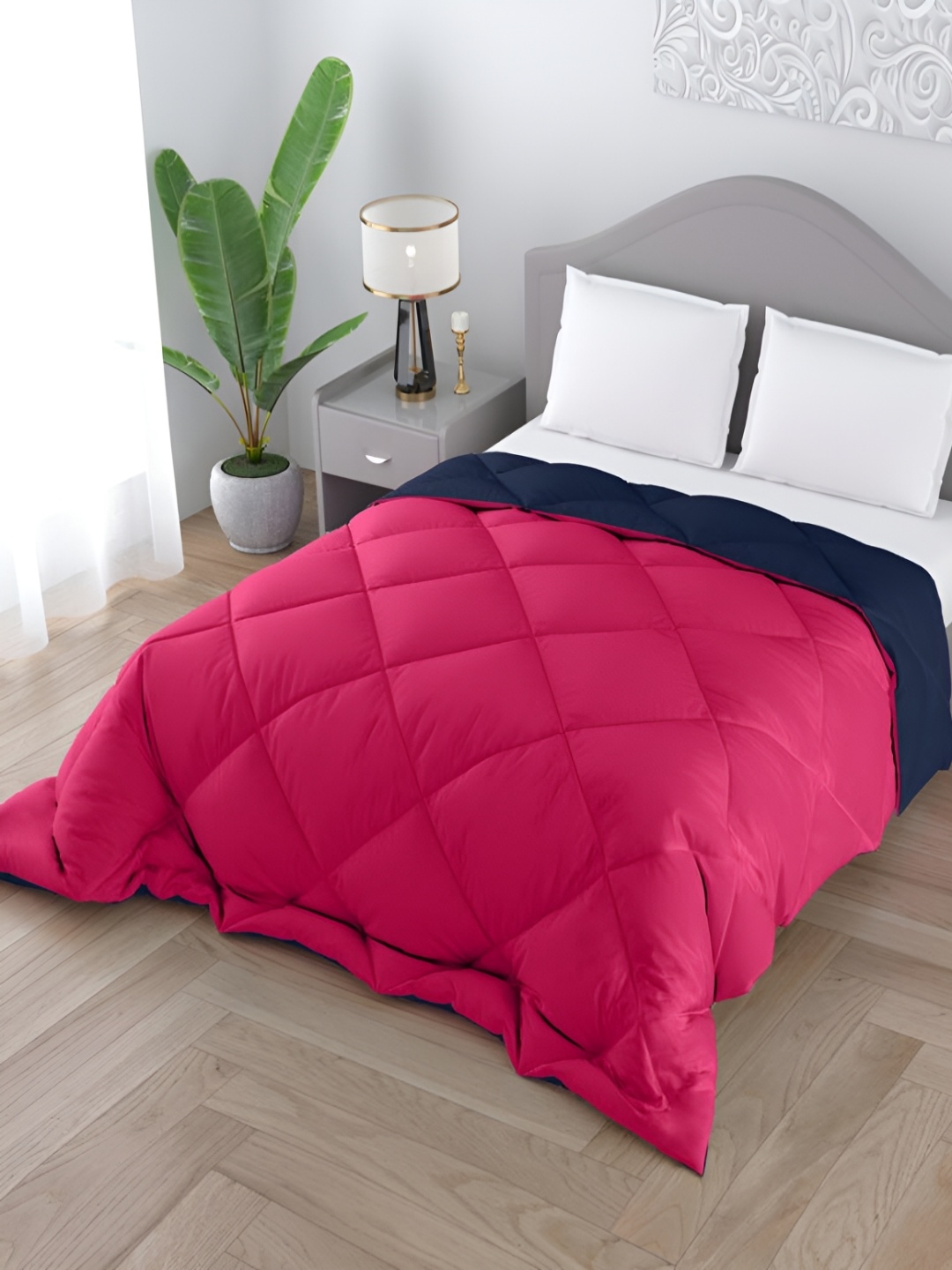 

CHICERY Pink & Blue Microfiber 300 GSM Reversible Double Bed Comforter