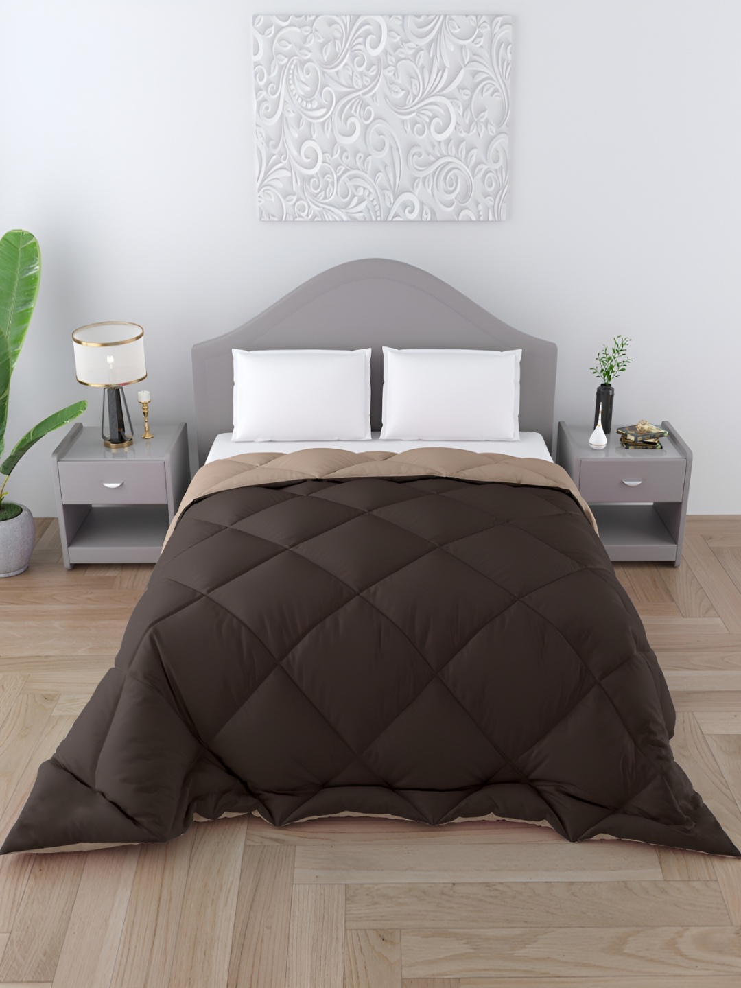 

CHICERY Brown & Beige Microfiber Reversible Double Bed Comforter