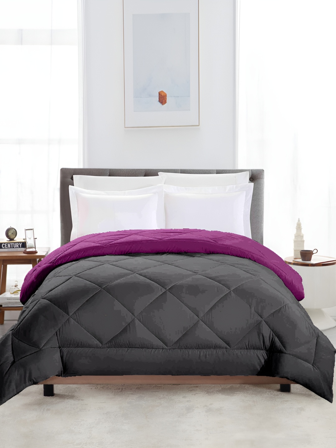 

CHICERY Grey & Purple Ultra Soft Double Bed Comforter
