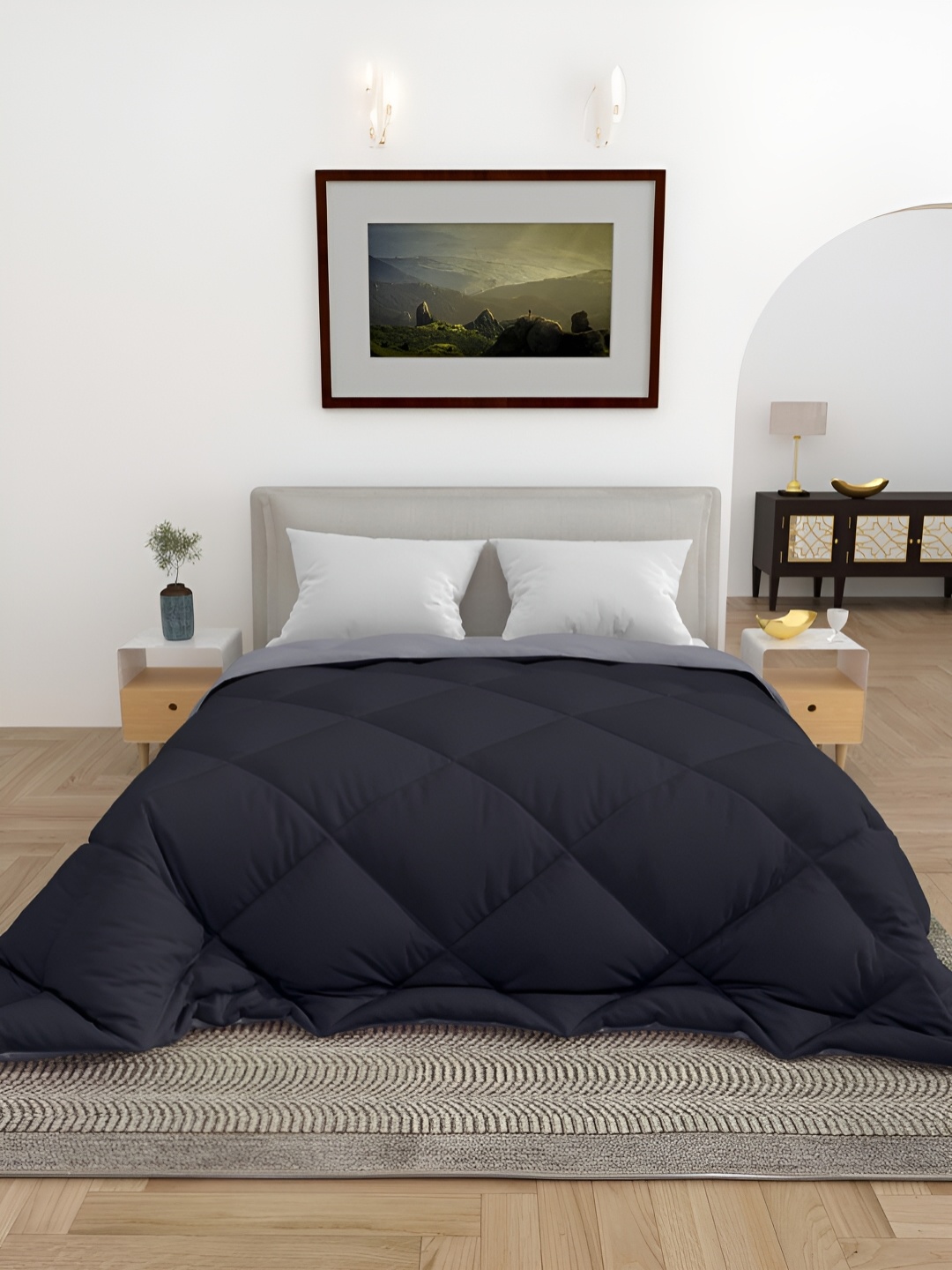 

CHICERY Black & Grey 300 GSM Double Bed Comforter