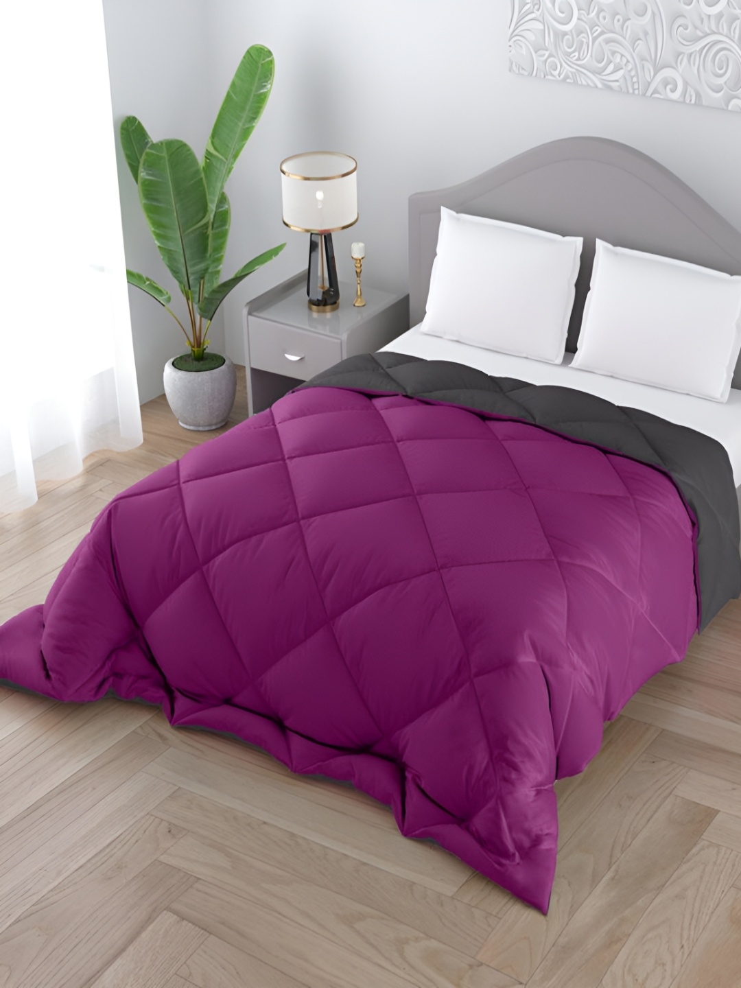 

CHICERY Purple & Grey 300 GSM Double Bed Comforter