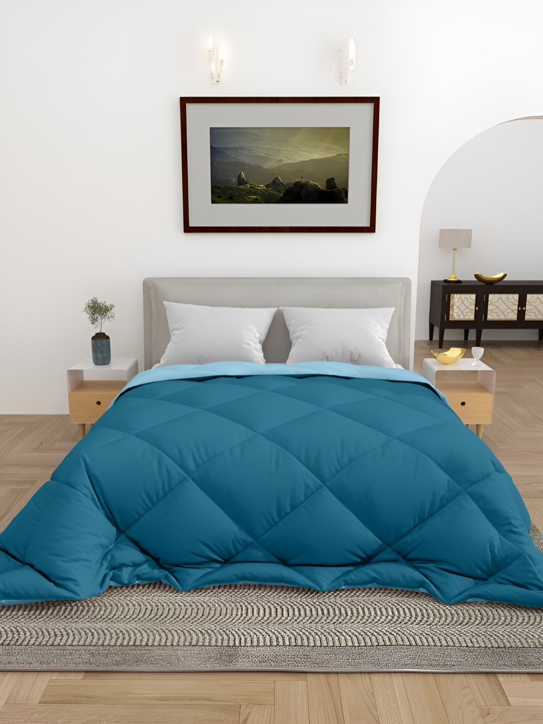 

CHICERY Teal & Blue 300 GSM Double Bed Comforter