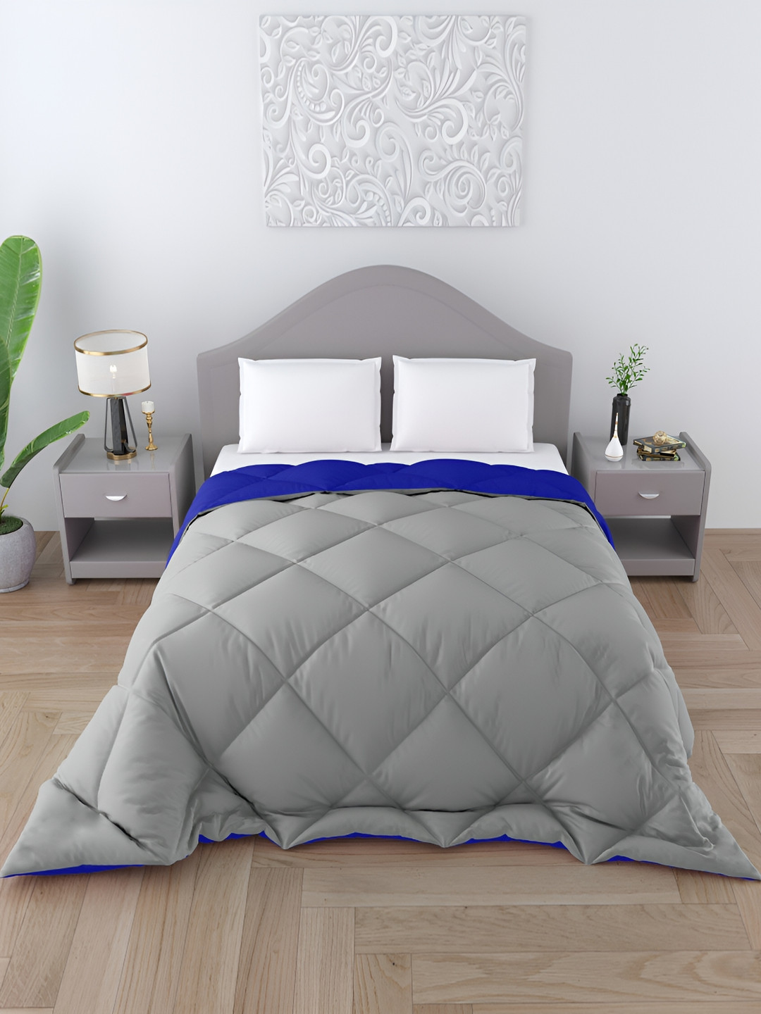 

CHICERY Blue & Grey Microfiber Reversible Single Bed Comforter