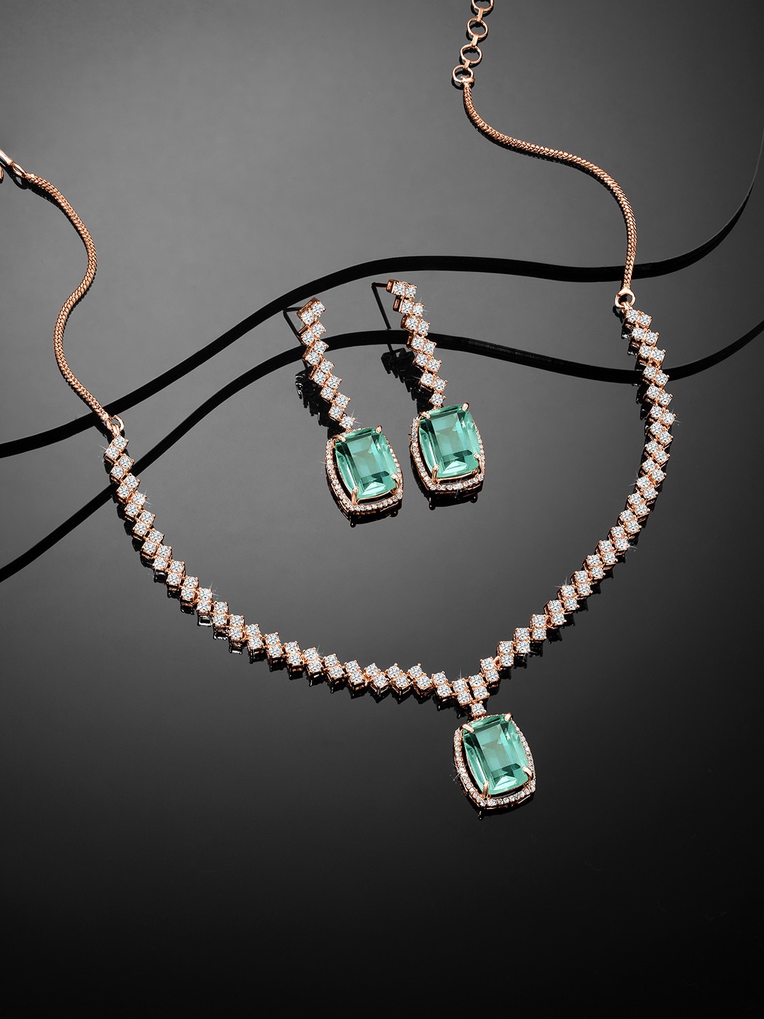 

Peora Rose Gold-Plated Cubic Zirconia Studded Jewellery Set