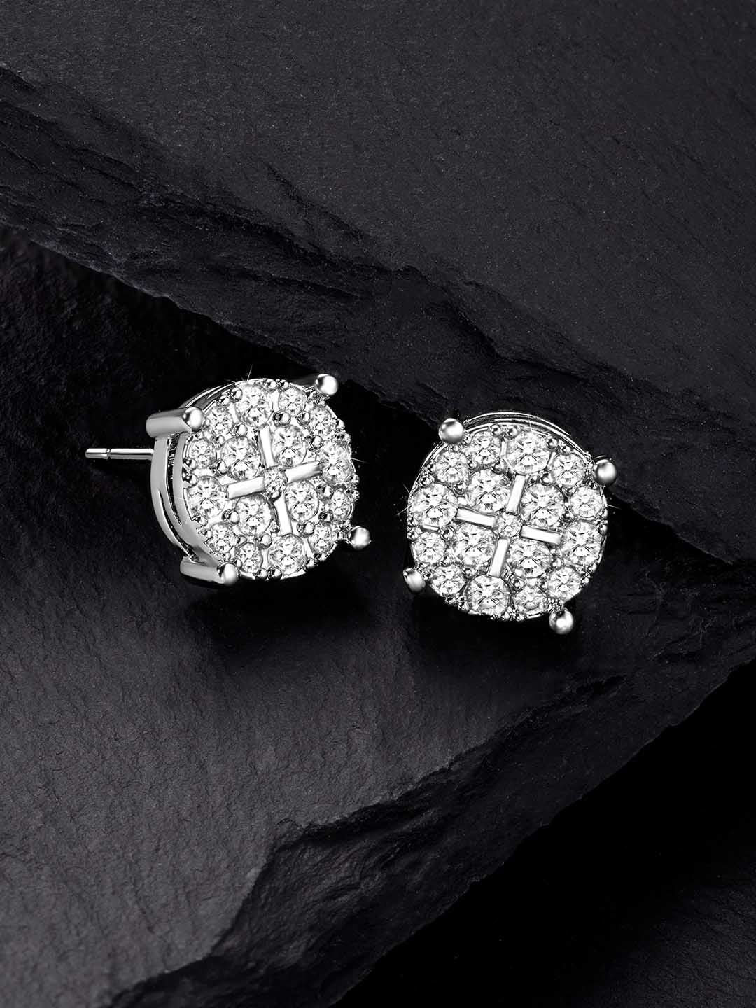 

Peora Silver Plated CZ Studded Contemporary Studs Earrings