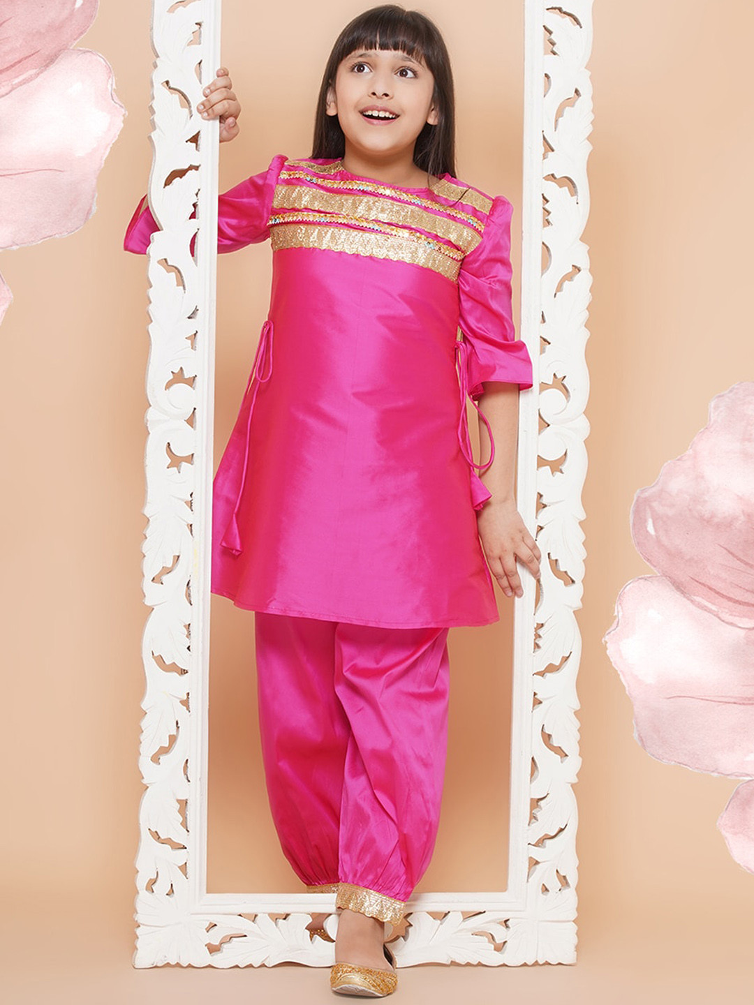 

Modish Couture Girls Gotta Patti Kurta with Salwar, Pink