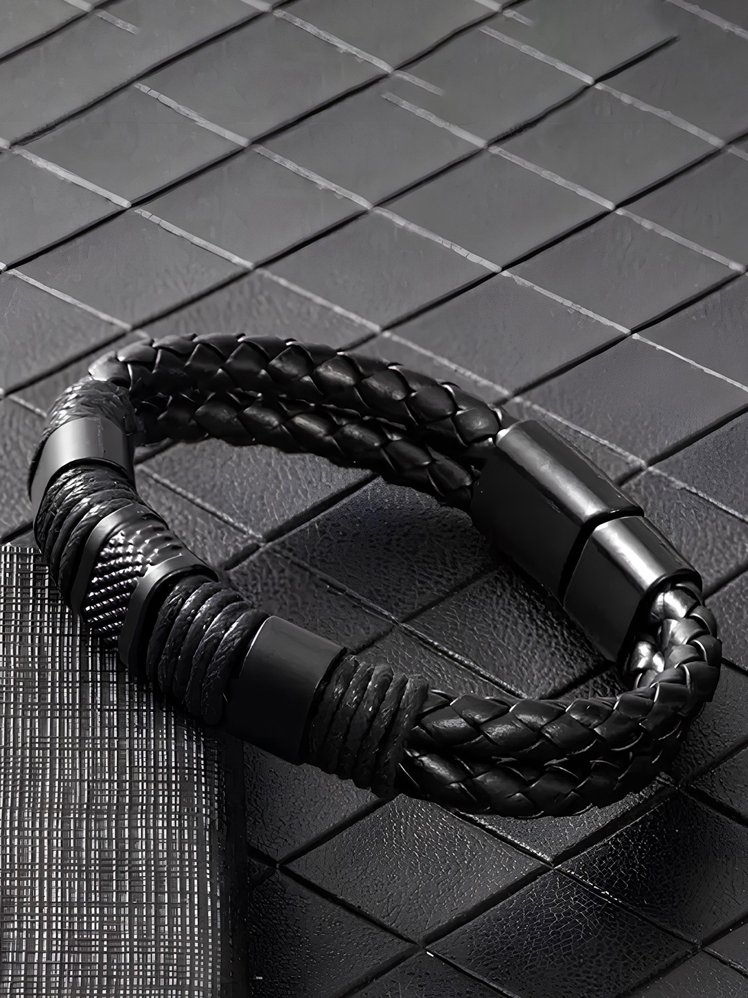 

KARISHMA KREATIONS Braided Leather Multistrand Bracelet, Black