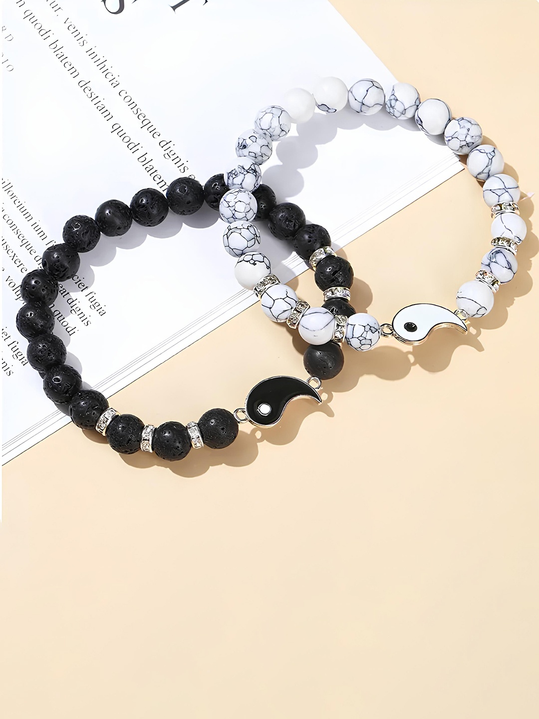 

KARISHMA KREATIONS Unisex Set Of 2 Charm Bracelets, Black