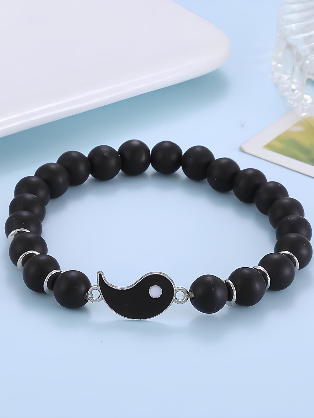 

KARISHMA KREATIONS Unisex Set Of 2 Artificial Beads Bracelets, Black