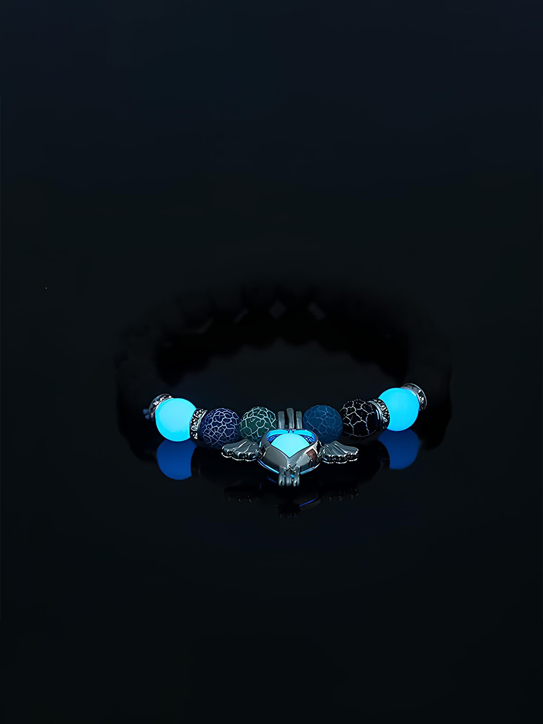 

KARISHMA KREATIONS Glow In The Dark Beaded Elasticated Bracelet, Black