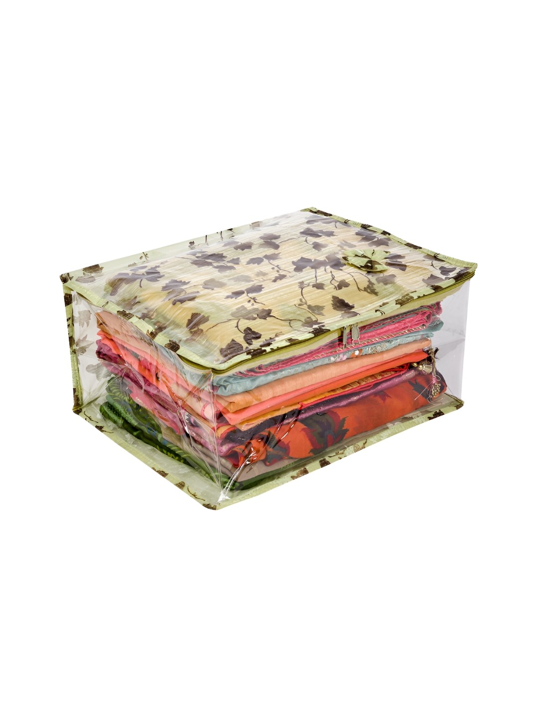 

Kuber Industries Green Reusable Zip Closure Saree Storage Bag Organiser