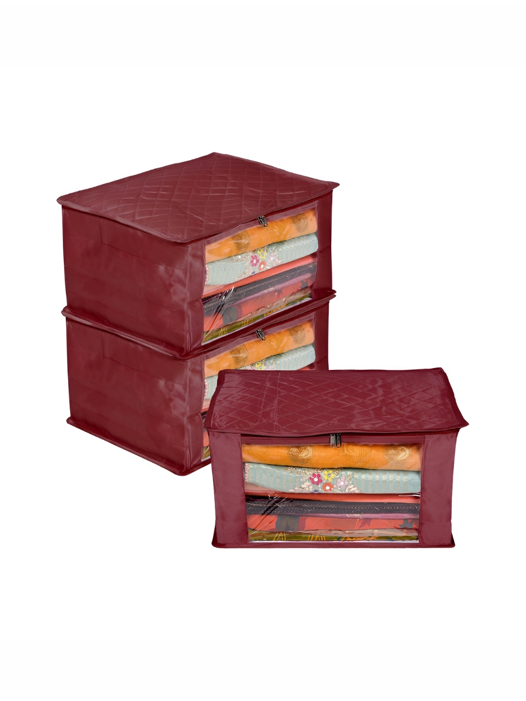 

Kuber Industries Maroon 3 Pieces Reusable Multi-Utility Organisers