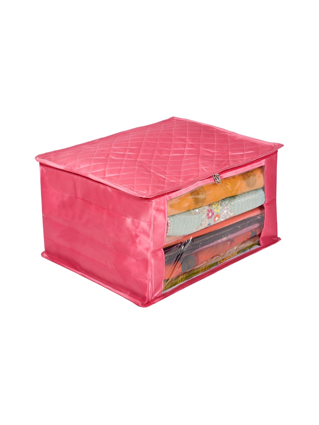 

Kuber Industries Pink Reusable Zip Closure Saree Storage Bag Organisers