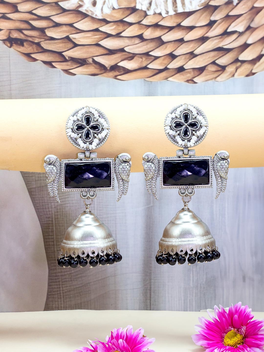 

PRIVIU Silver Plated Classic Jhumkas Earrings