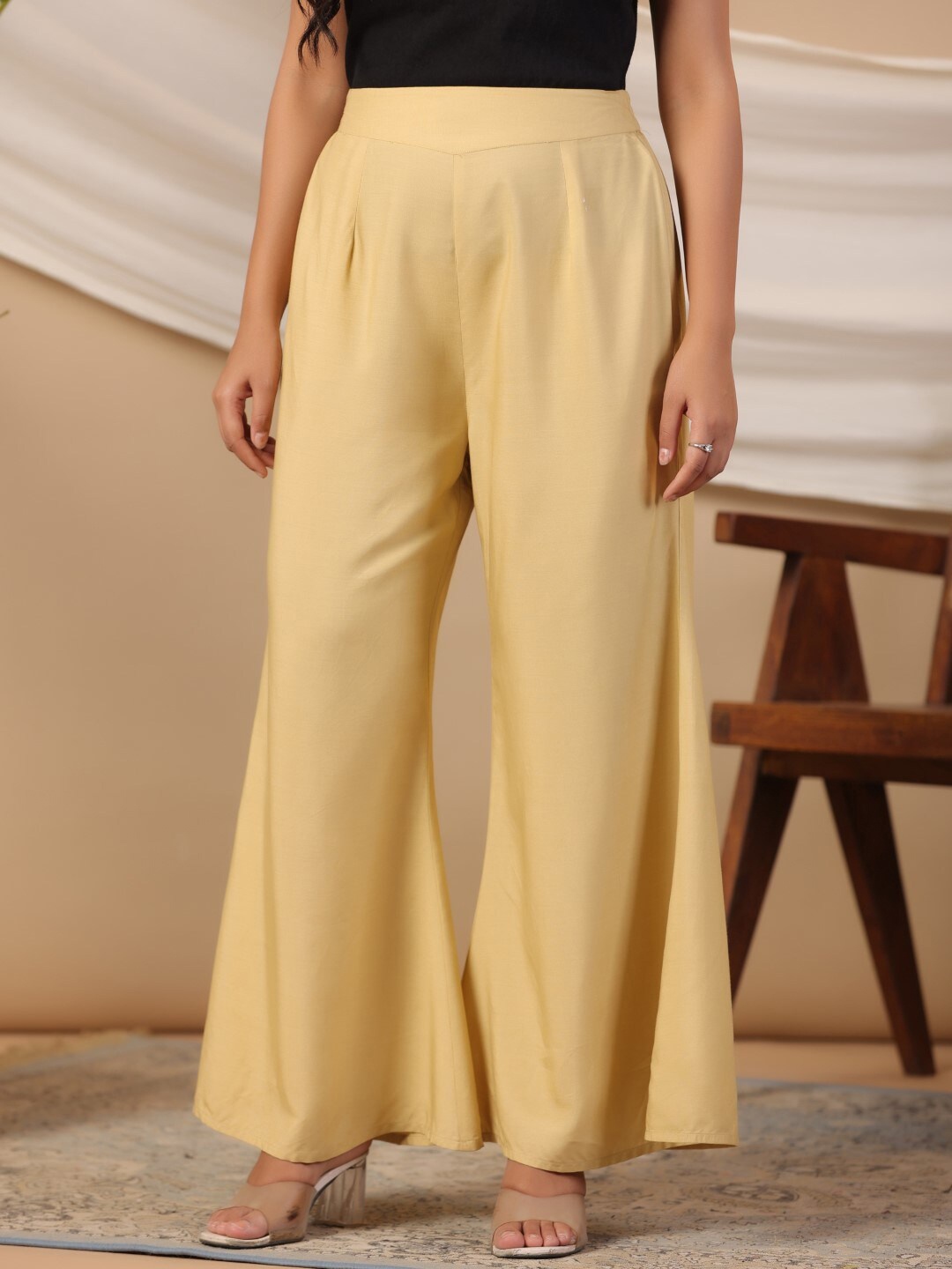 

Juniper Women Flared Palazzos, Gold