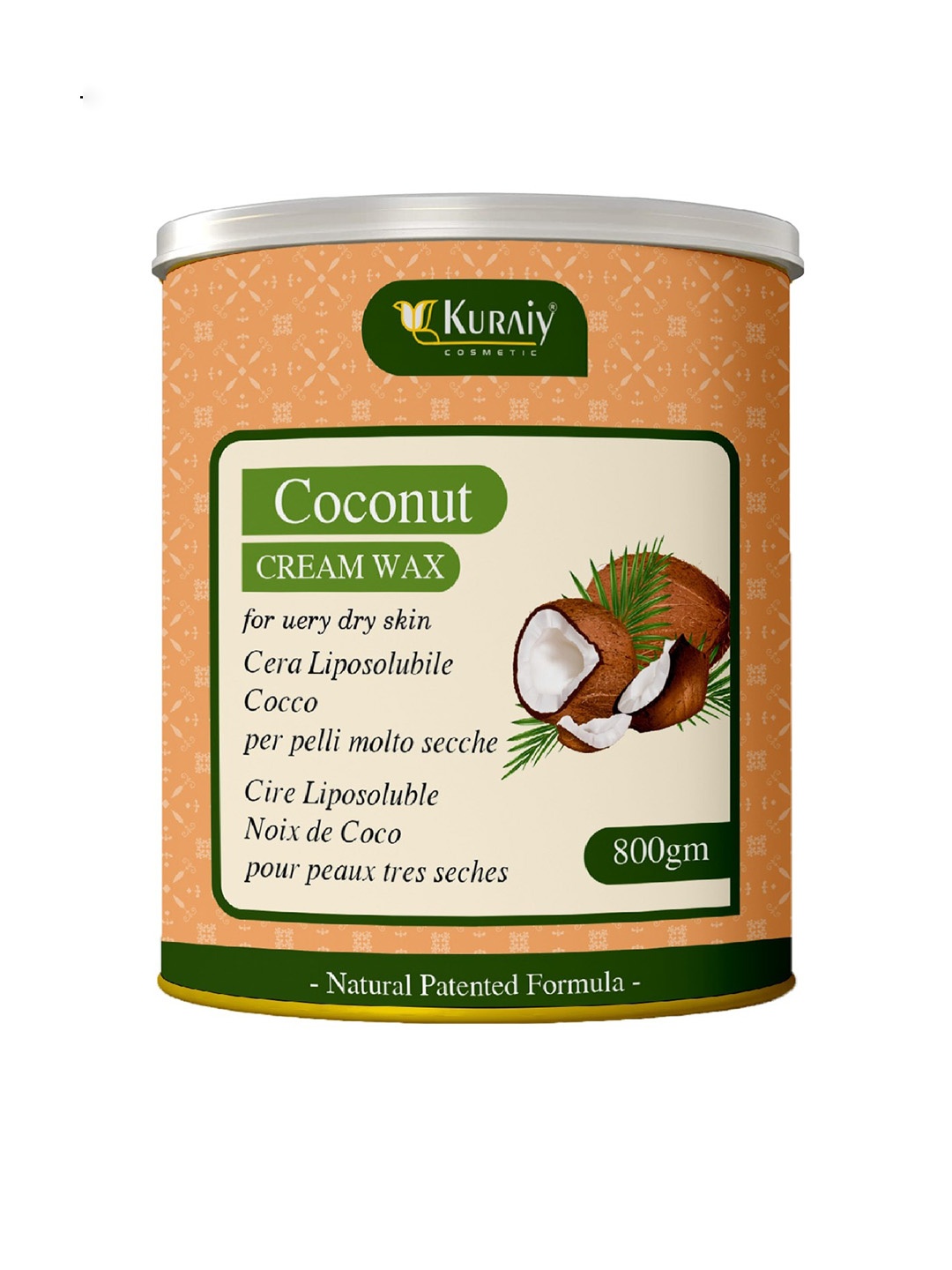 

KURAIY Coconut Cream Wax For Dry Skin Smooth Hair Removal - 800g, Peach