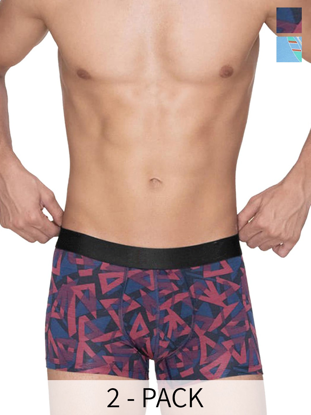 

FiveFlag Pack Of 2 Printed Trunks- MENS_TRUNK_1001+1002_S, Blue