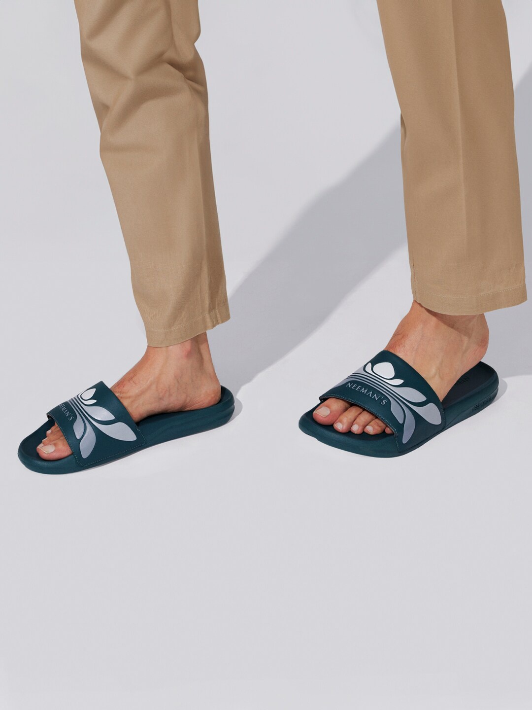 

NEEMANS Men Printed Sliders, Teal