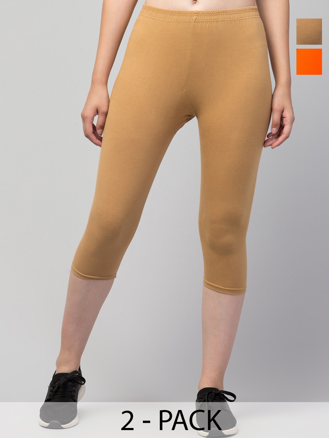 

Apraa & Parma Women Pack Of 2 Skinny Fit Capris, Orange