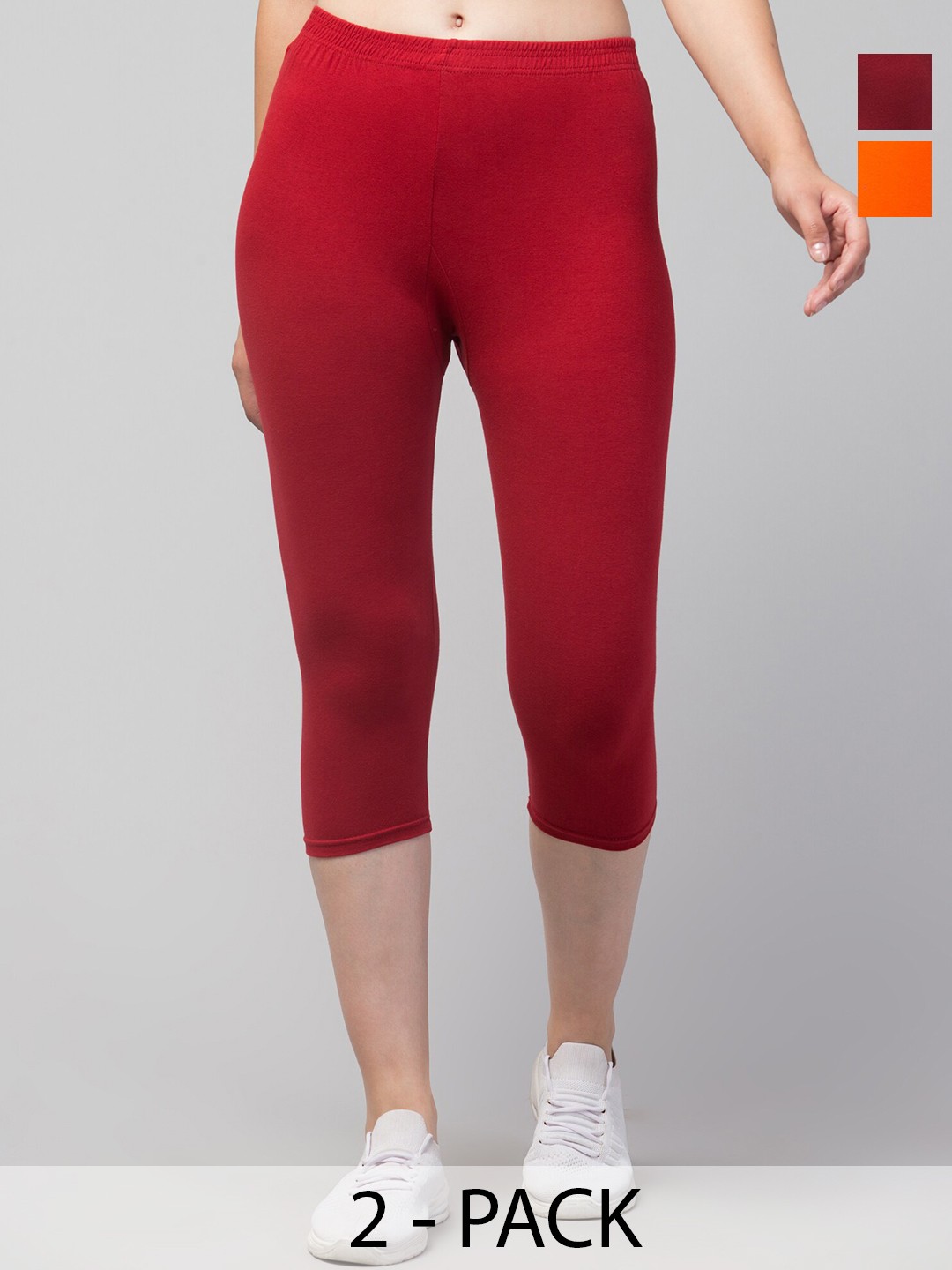 

Apraa & Parma Women Pack Of 2 Skinny Fit Capris, Orange