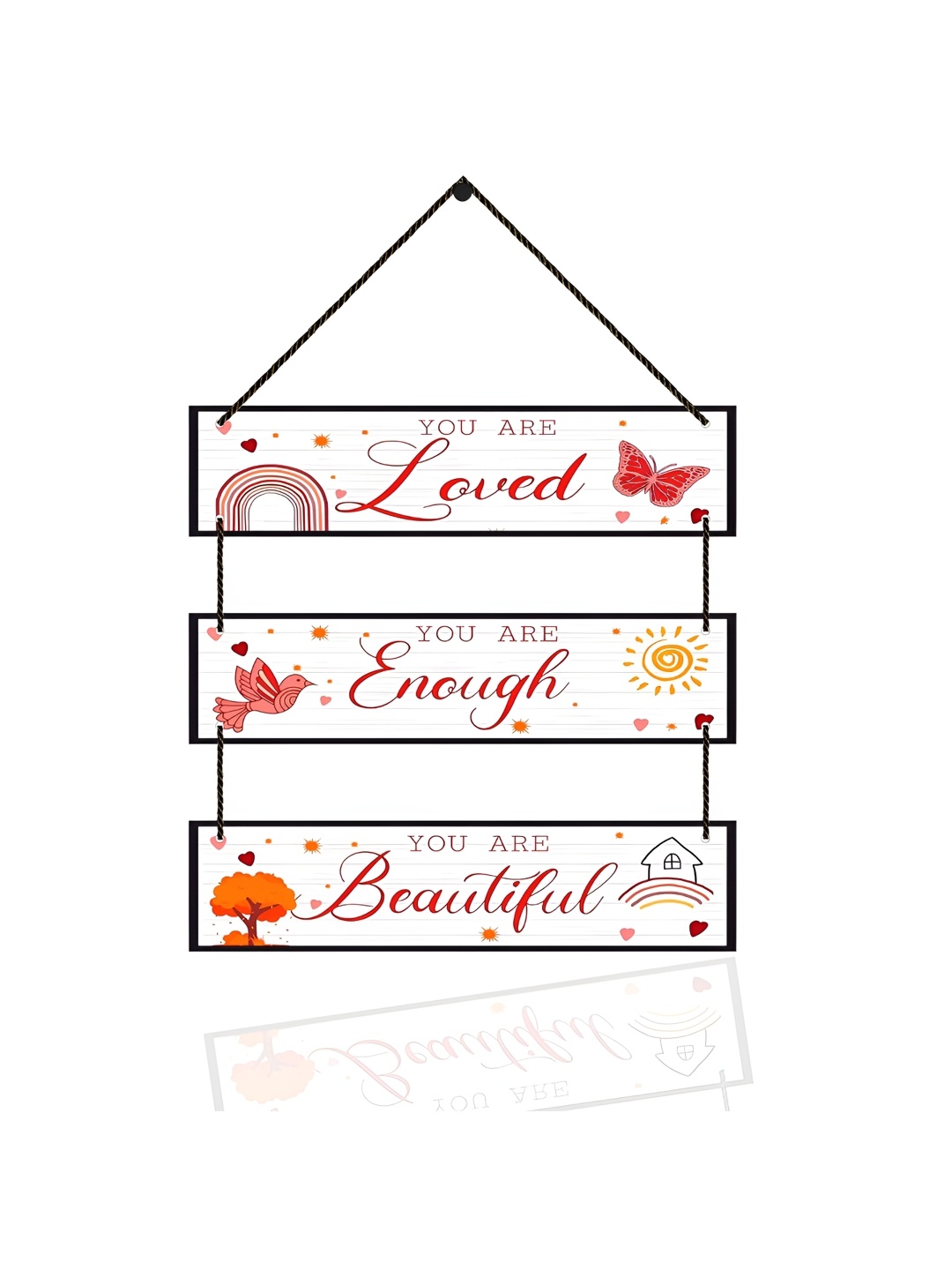 

Home Delight White & Red You are Loved Printed Wall Hanging