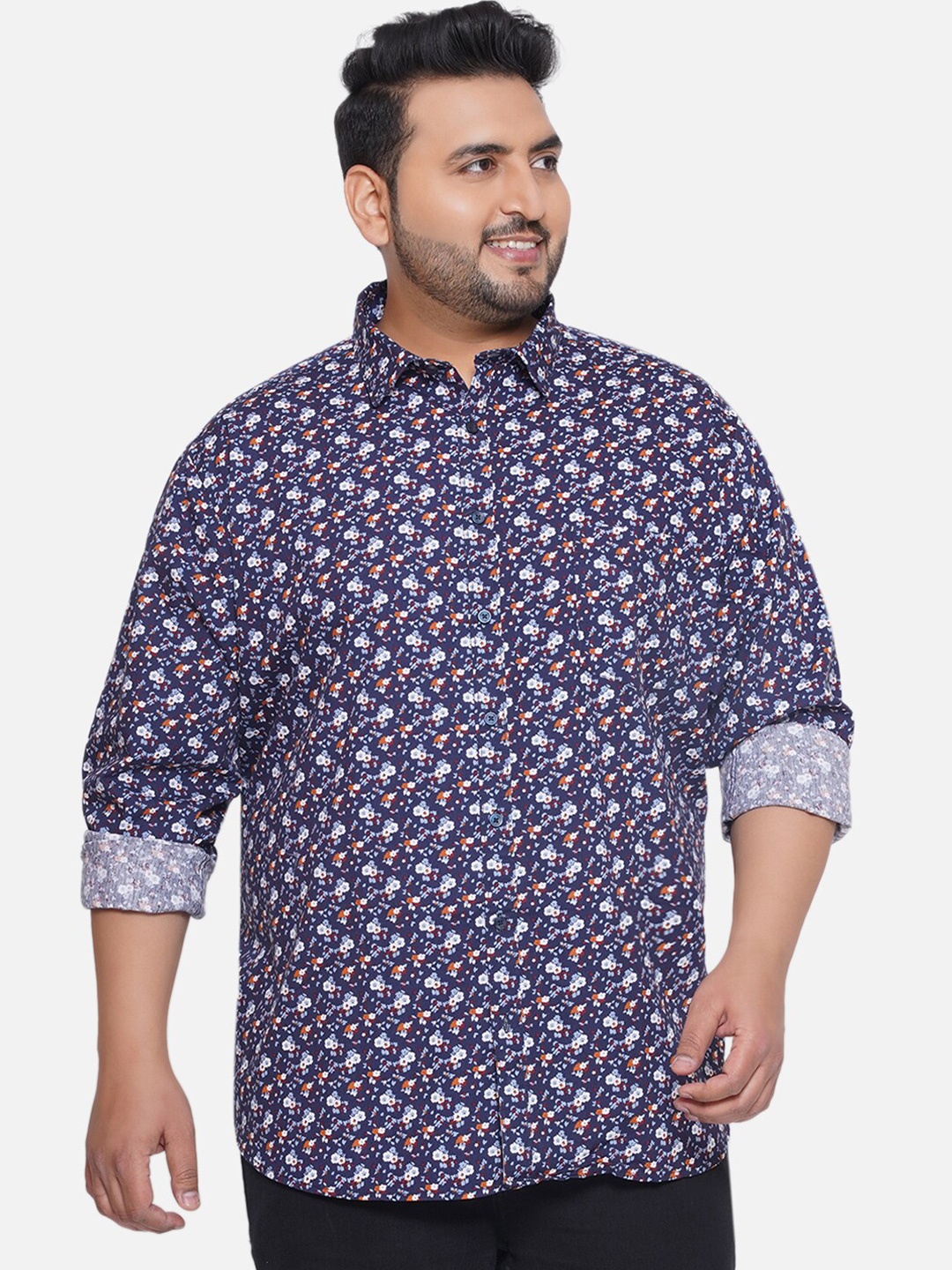 

Santonio Classic Floral Printed Spread Collar Casual Shirt, Blue
