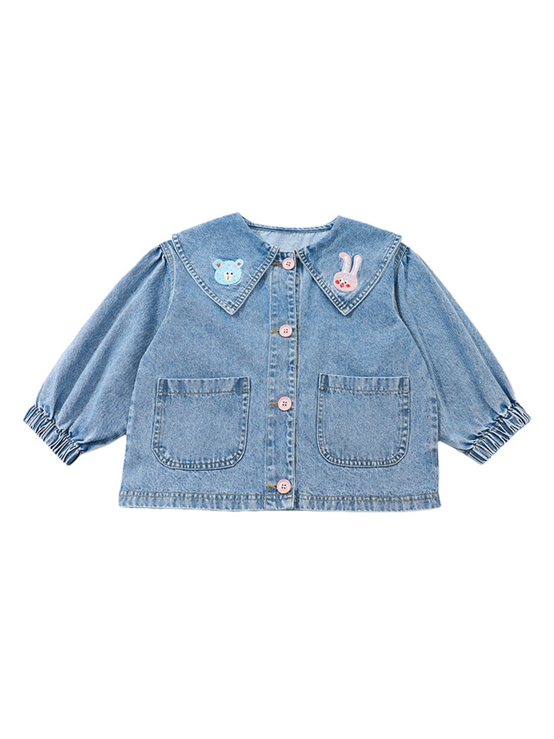 

StyleCast x Revolte Infant Girls Washed Embroidered Denim Jacket, Purple