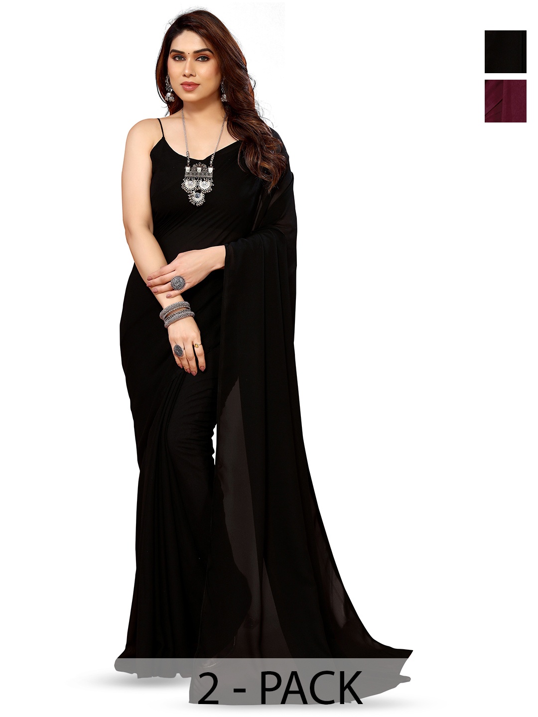 

ANAND SAREES Selection of 2 Sarees, Black