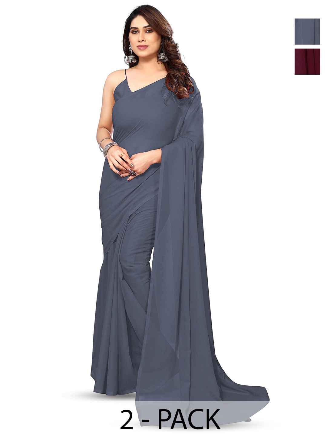 

ANAND SAREES Selection of 2 Sarees, Grey