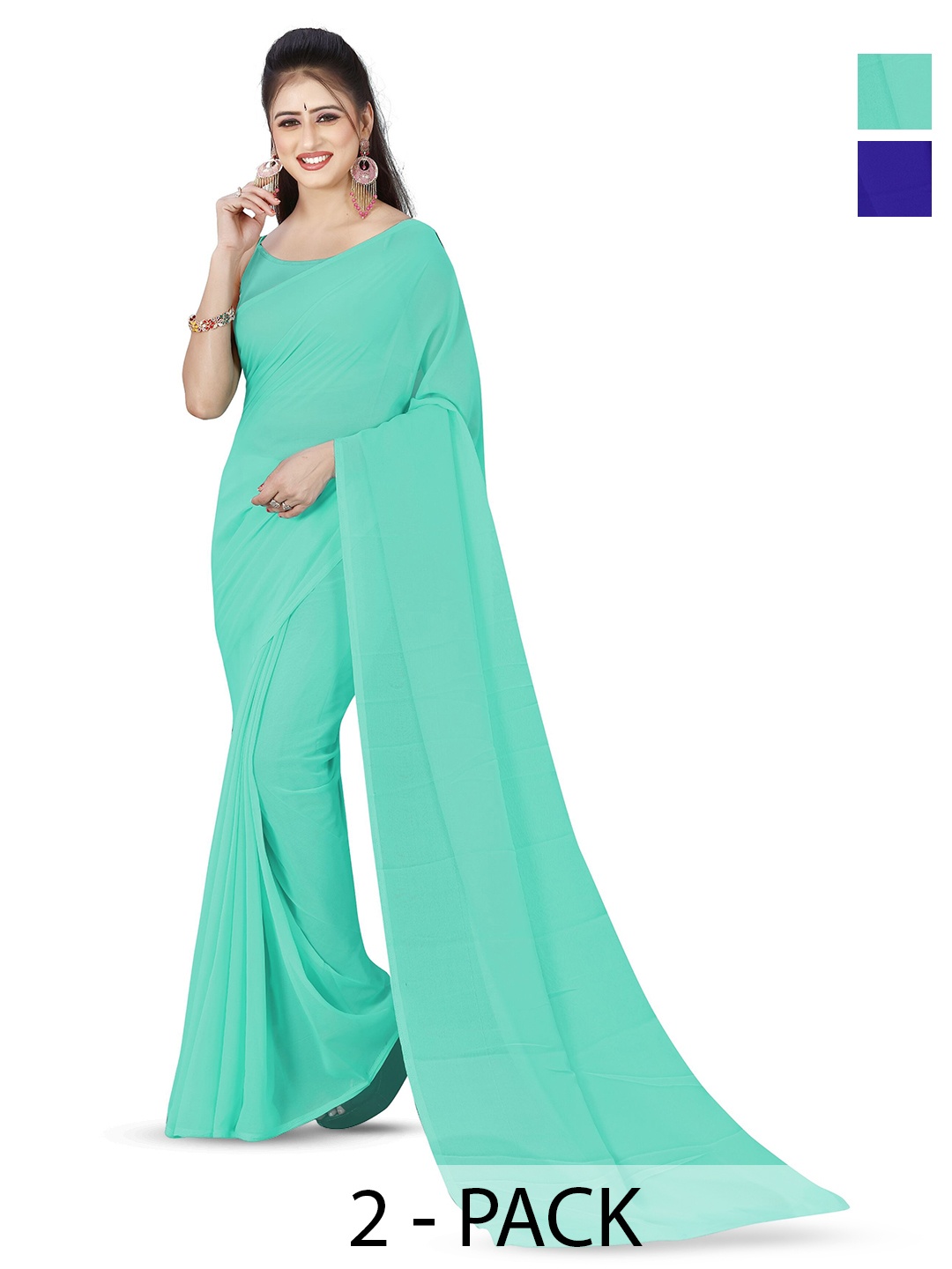 

ANAND SAREES Selection of 2 Sarees, Turquoise blue
