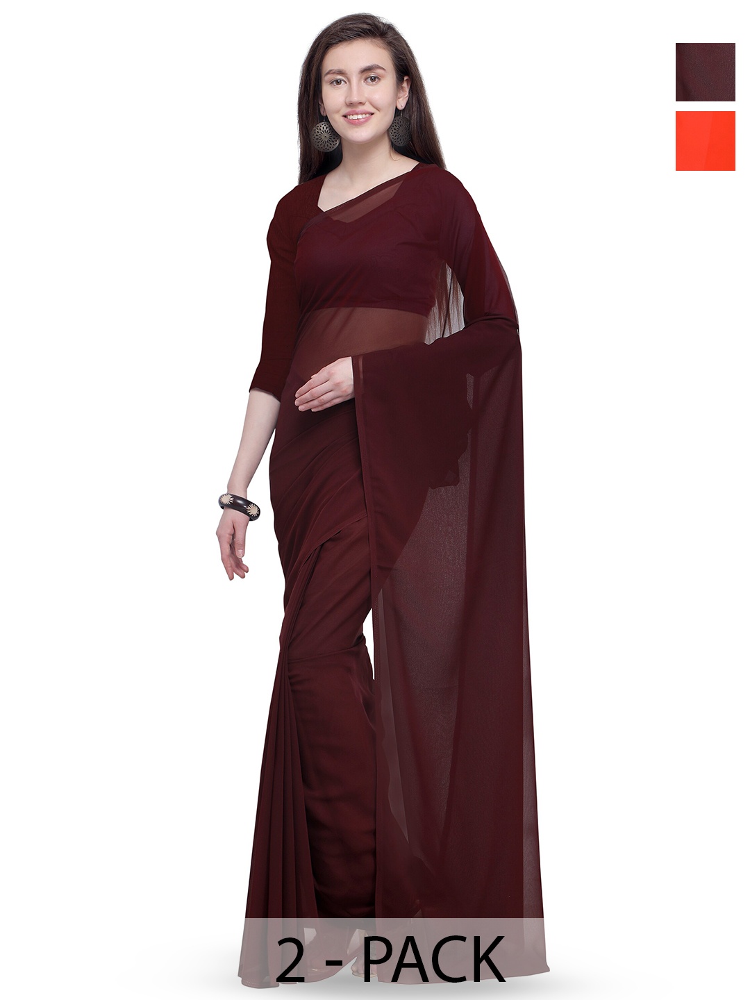 

ANAND SAREES Selection of 2 Sarees, Brown