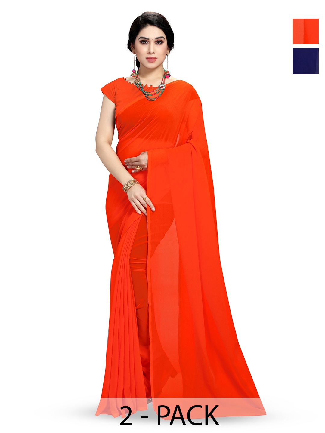 

ANAND SAREES Selection Of 2 Georgette Sarees, Navy blue