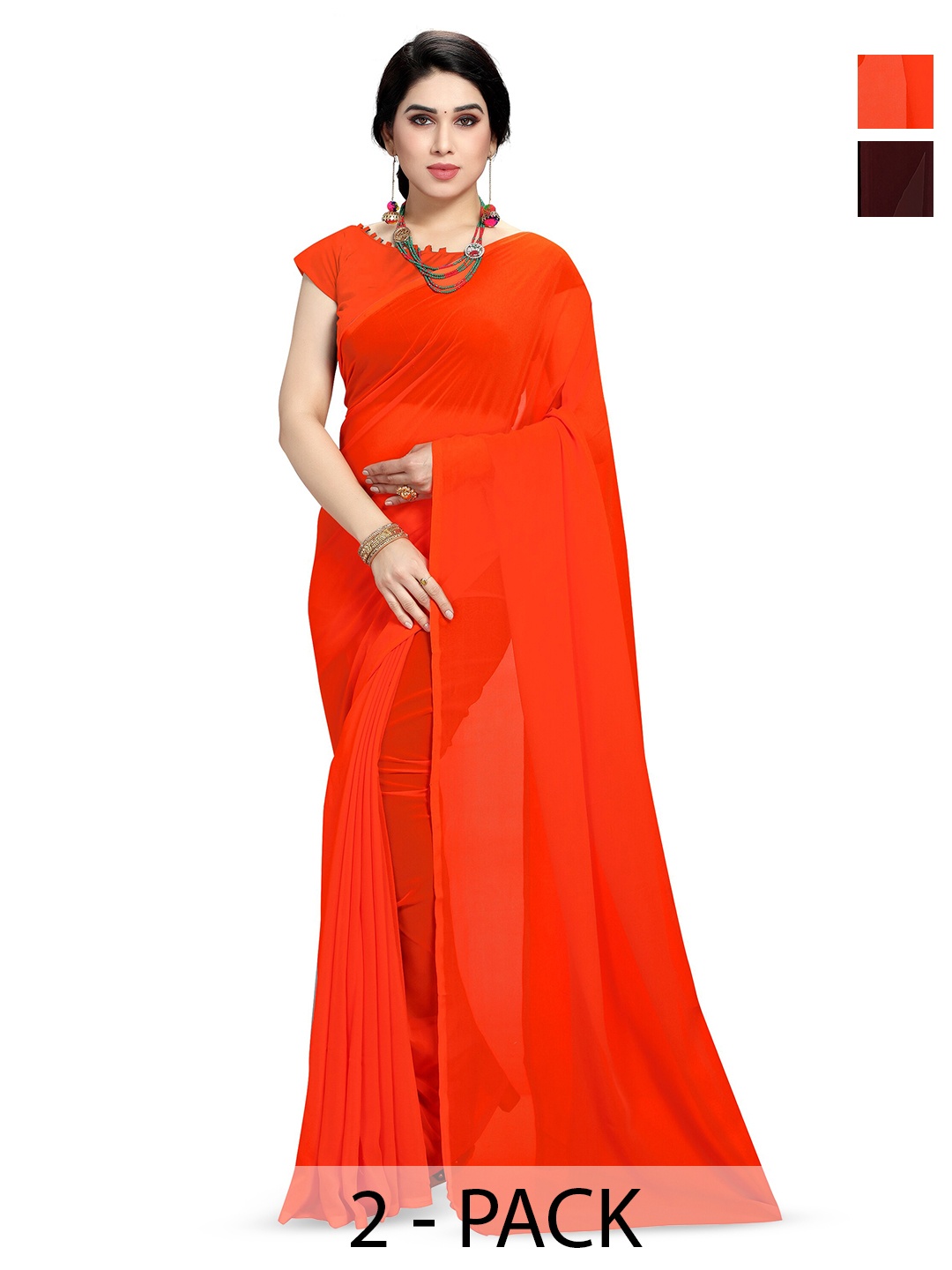 

ANAND SAREES Selection of 2 Sarees, Orange