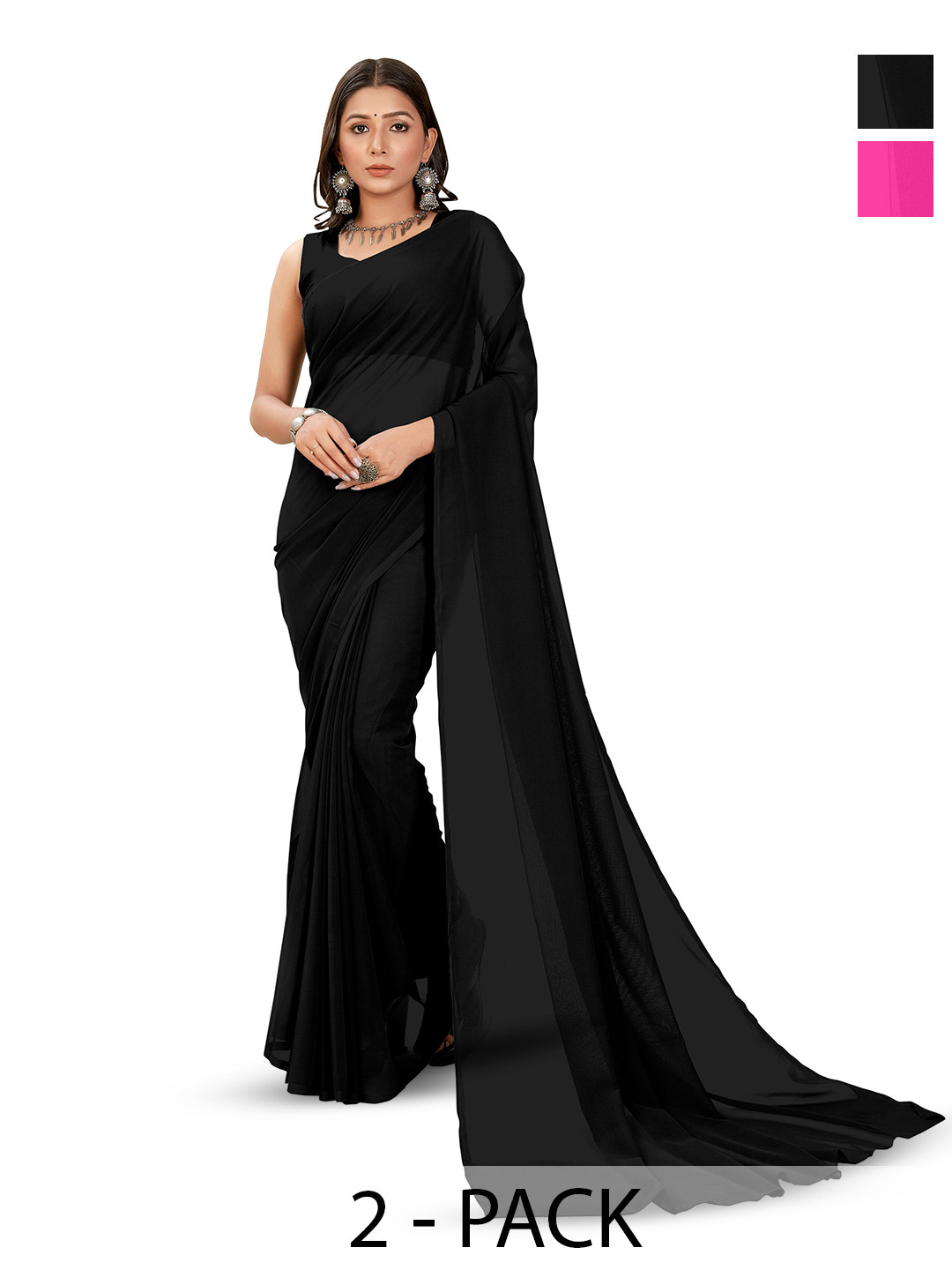 

ANAND SAREES Selection of 2 Sarees, Black