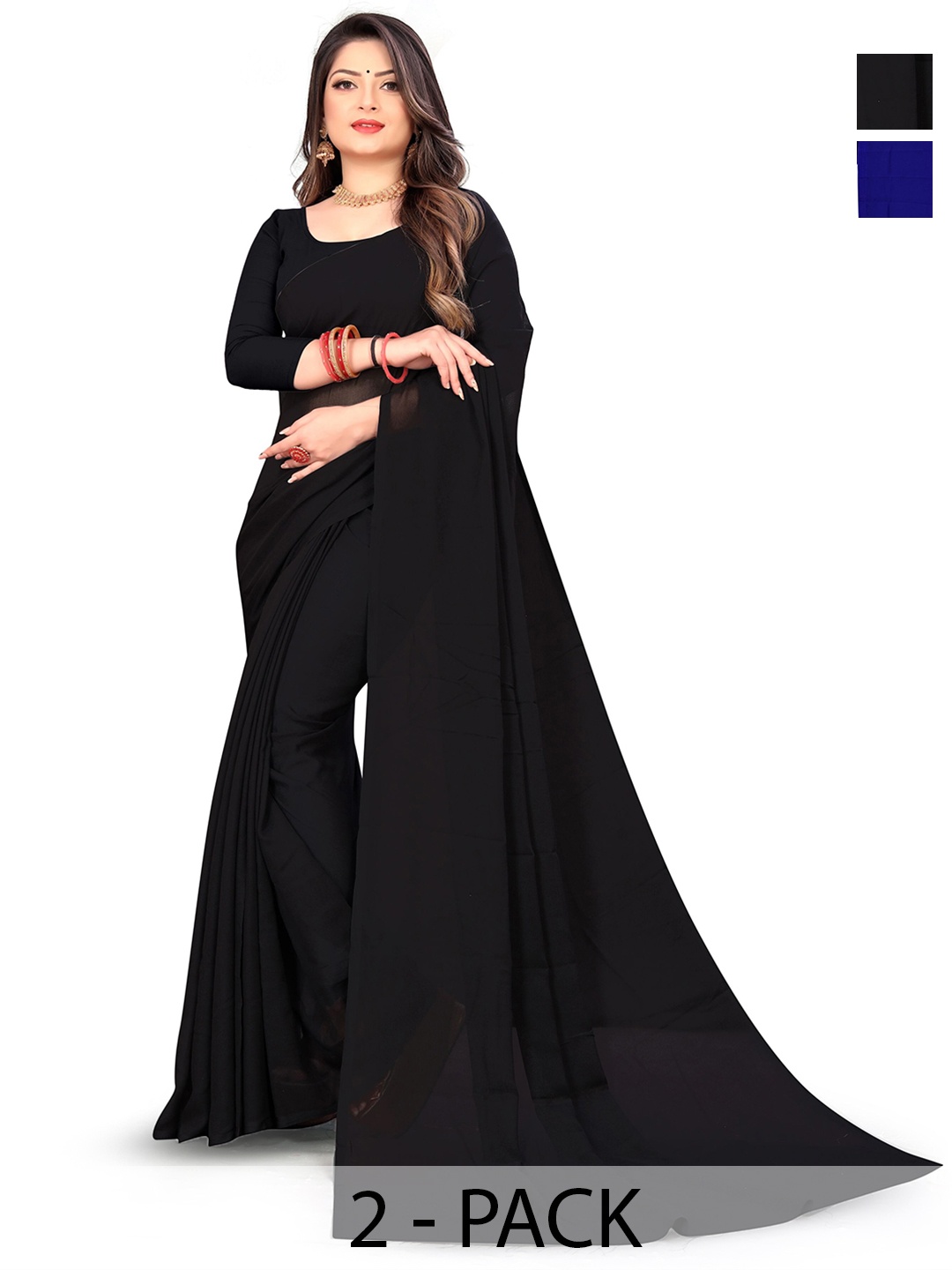 

ANAND SAREES Selection of 2 Sarees, Black