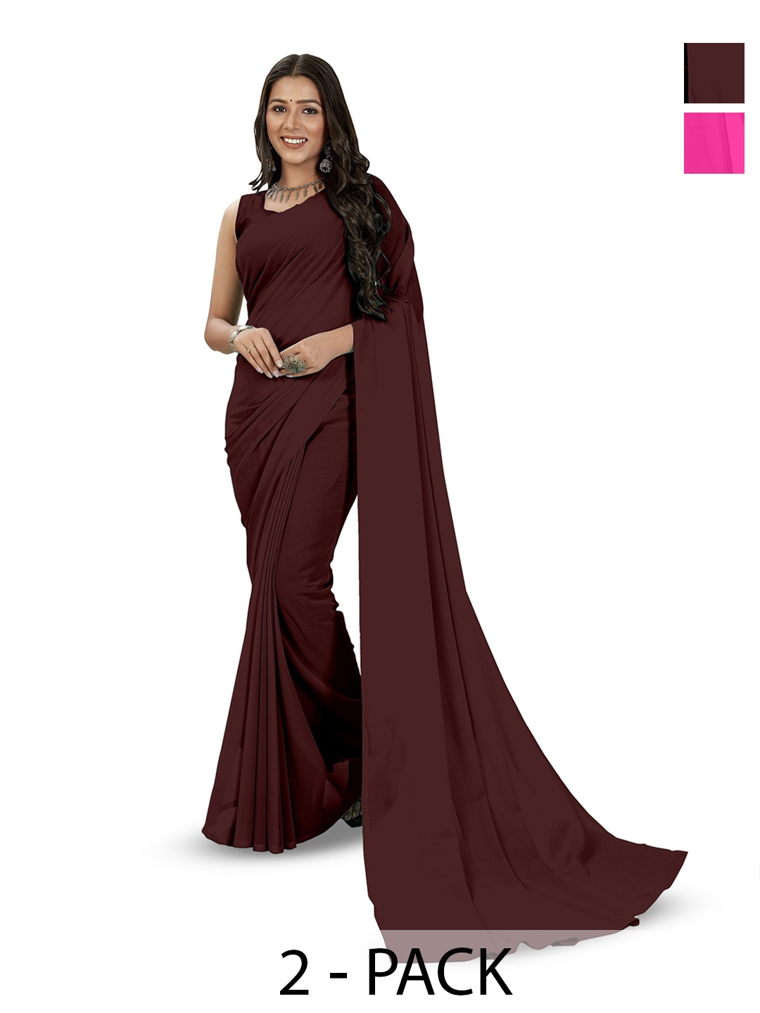 

ANAND SAREES Selection of 2 Sarees, Burgundy