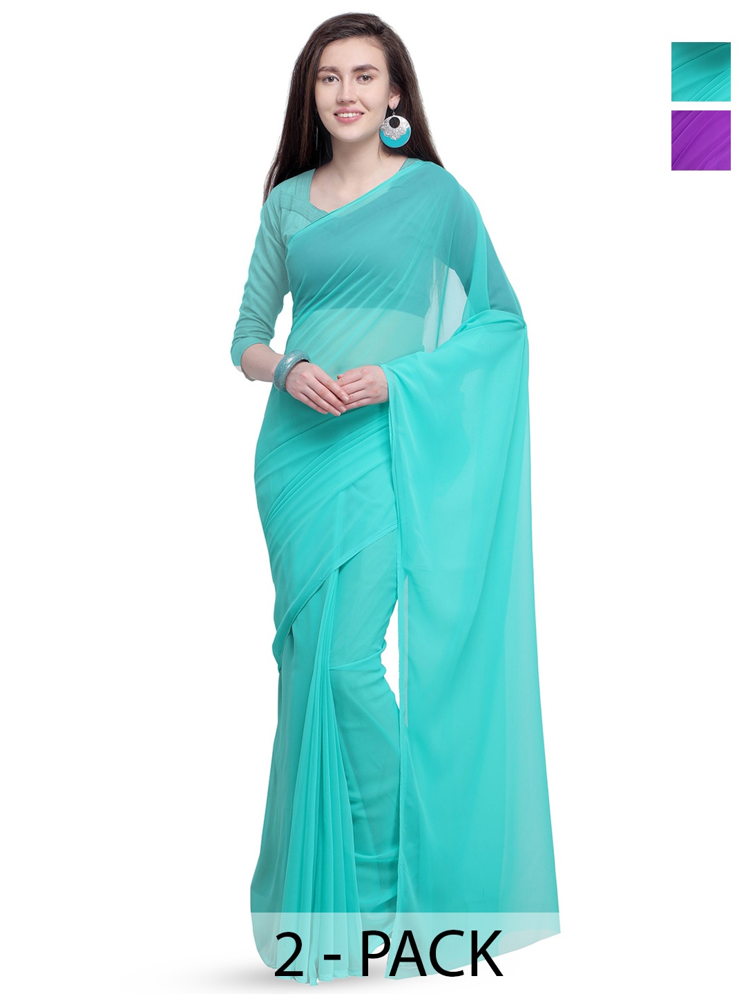 

ANAND SAREES Selection Of 2 Poly Georgette Sarees, Lavender