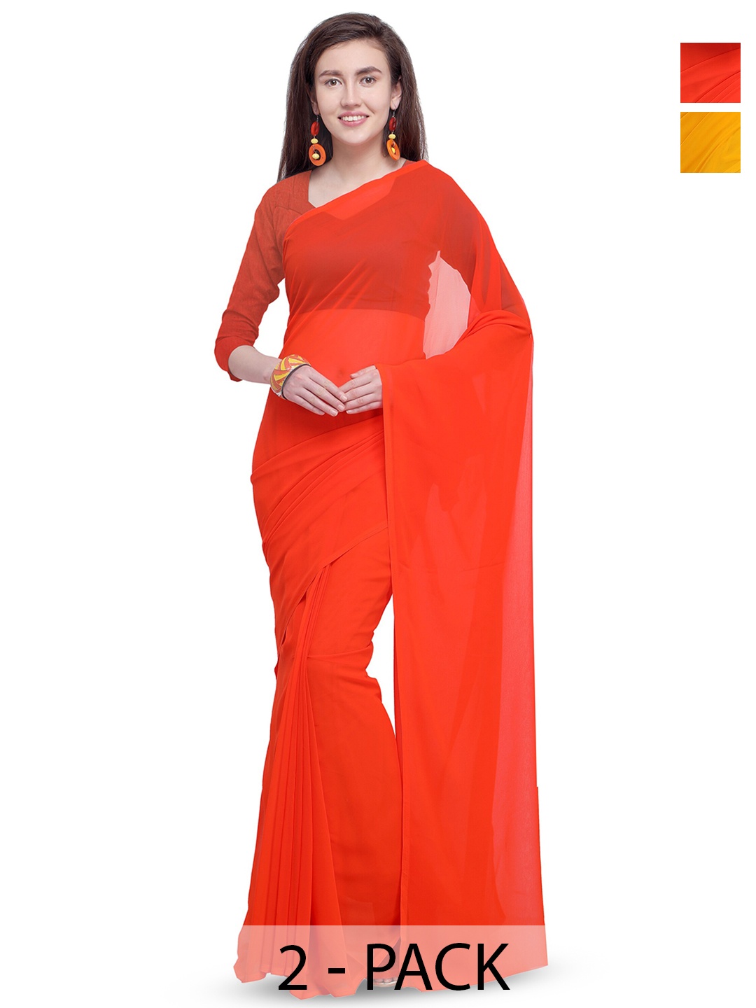 

ANAND SAREES Selection of 2 Sarees, Orange