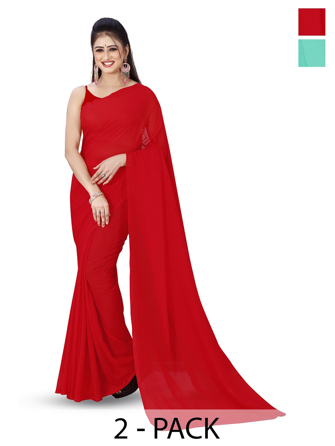 

ANAND SAREES Selection of 2 Sarees, Red
