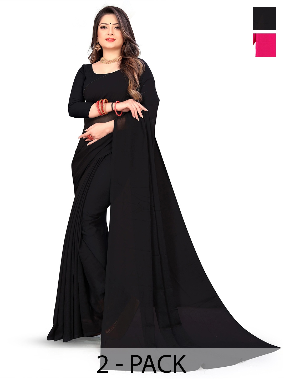 

ANAND SAREES Selection of 2 Sarees, Black