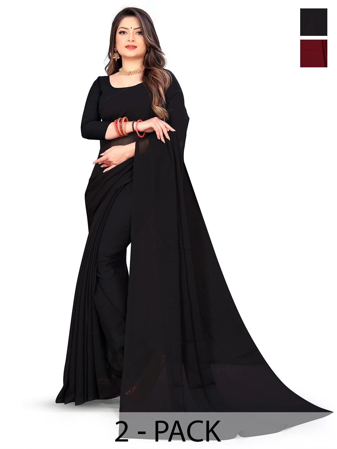 

ANAND SAREES Selection of 2 Sarees, Black